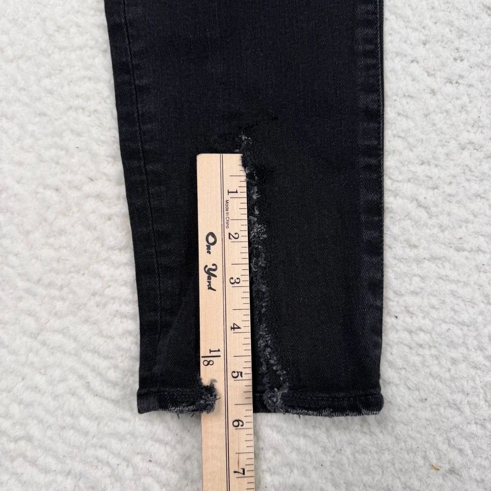 Moussy Vintage Ithan Jeans Women‎ 27 Black Distressed Skinny Japan Split Hem